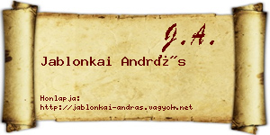 Jablonkai András névjegykártya