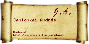 Jablonkai András névjegykártya